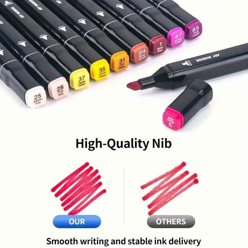 Dual-Tip Permanent Markers – 12 Color Art Set for Drawing & Crafting