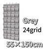 Grey 24grid over-the-door mesh shoe organizer with hanging pockets measuring 55x150cm
