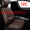 One piece of brown leather car seat covers installed in a vehicle interior.