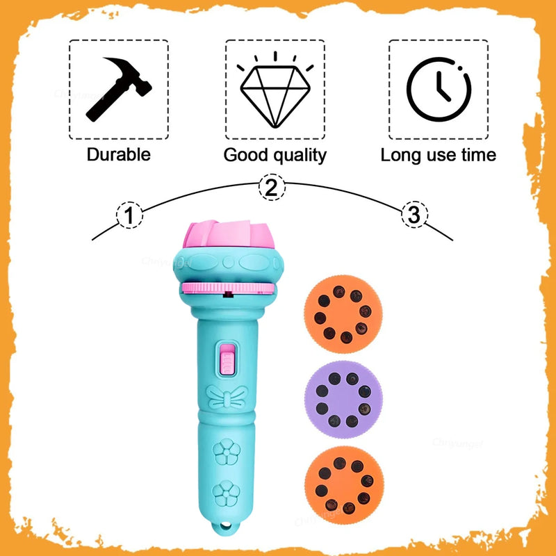 Cartoon Projector Flashlight with 80 Bedtime Patterns