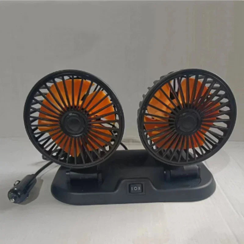 Dual-Head USB Car Fan with Adjustable Speed