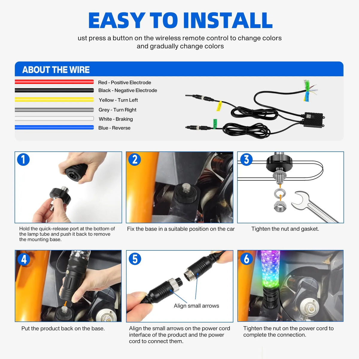 2-Pack LED Whip Lights with App & Remote Control