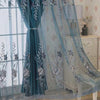Nordic Embroidered Flower Double-Layer Curtain with Sheer Backing