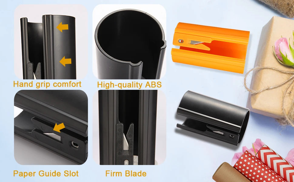 Sliding Wrapping Paper Cutter – Safe, Bladeless Gift Wrap Trimmer