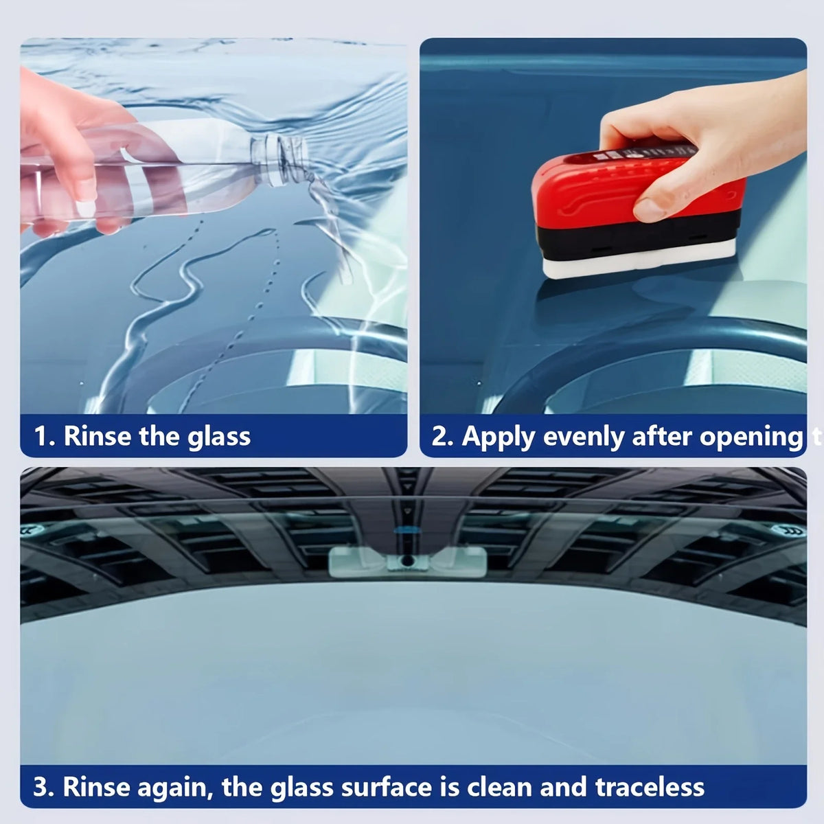Car Windshield Oil Film Cleaning Brush with Sponge Applicator