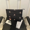 Embroidered Bow Makeup Bag with Large Capacity