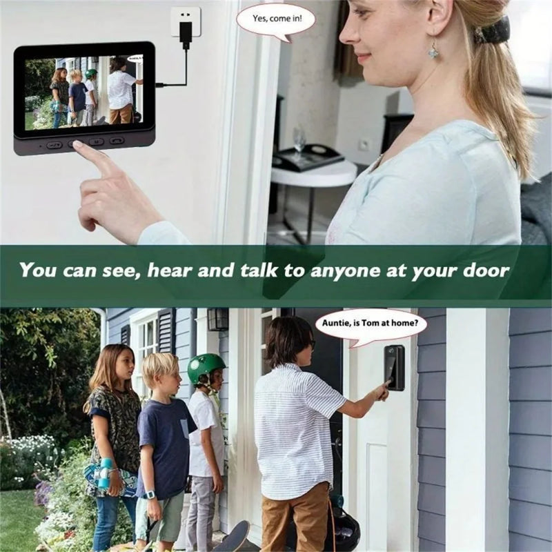 Wireless Video Doorbell with 4.3-Inch Display, Night Vision