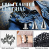 A close-up of various zinc alloy cone studs and spikes used for decorating clothing and accessories.