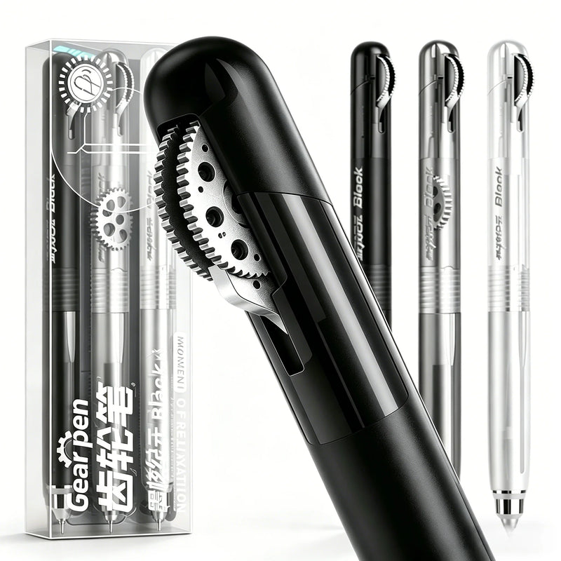 Gear Mechanism Fidget Pen with Retractable 0.5mm Tip
