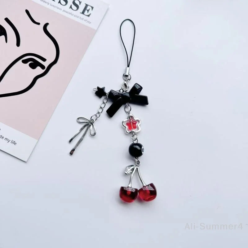 Red Cherry Bow Phone Chain & Keychain