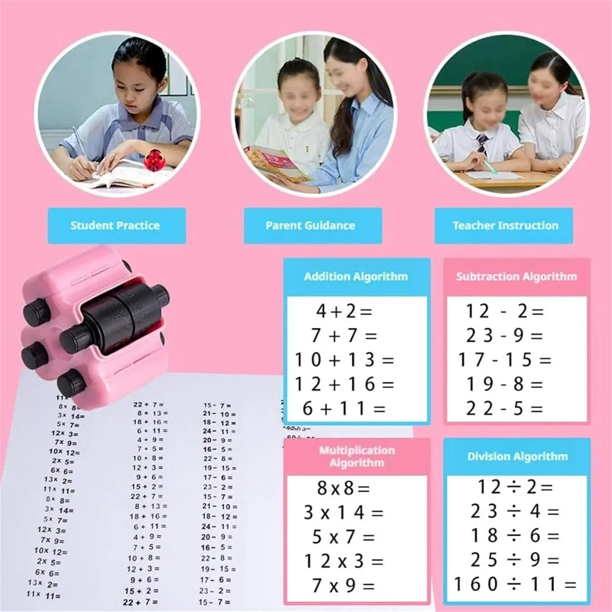 4-in-1 Math Roller Stamp Set – Addition, Subtraction, Multiplication & Division Practice