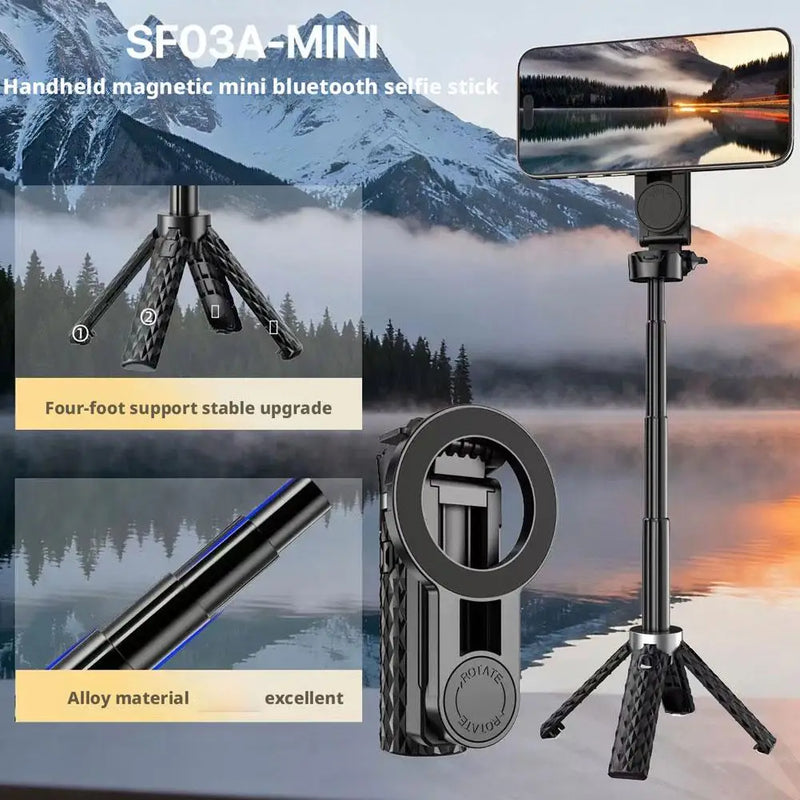 4-in-1 Magnetic Selfie Stick with Bluetooth Remote and Mini Tripod