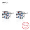 Moissanite Stud Earrings in 14K White Gold