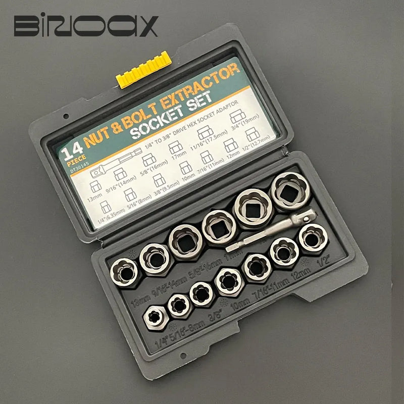 14-Piece Impact Bolt & Nut Extractor Set with Storage Case