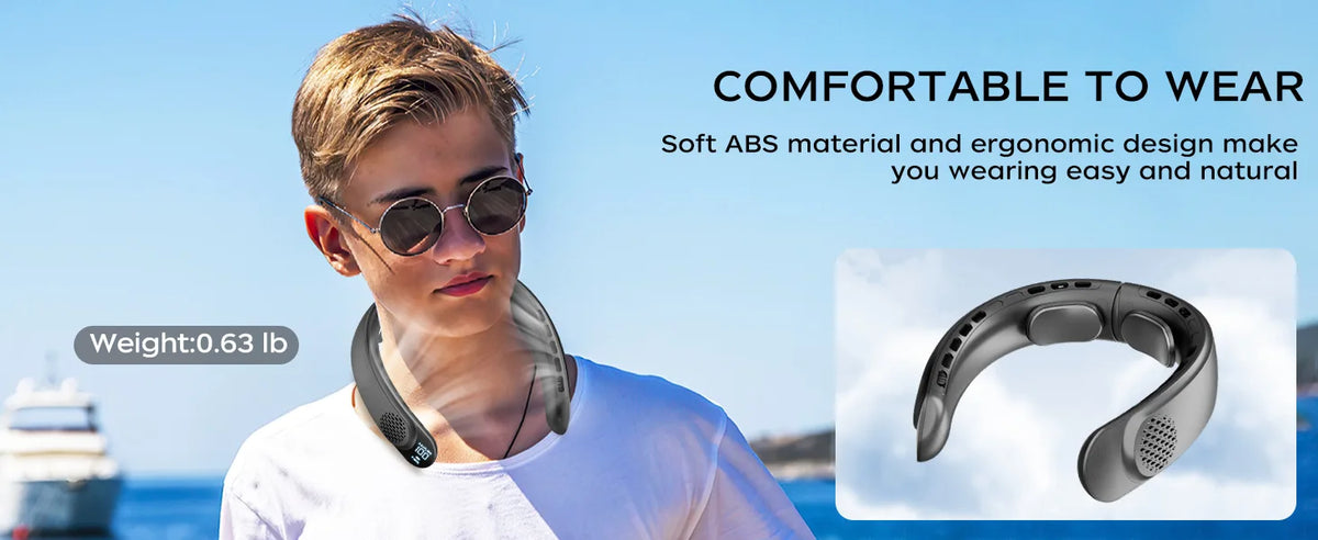 Portable Bladeless Neck Fan with 4000mAh Battery & LED Display