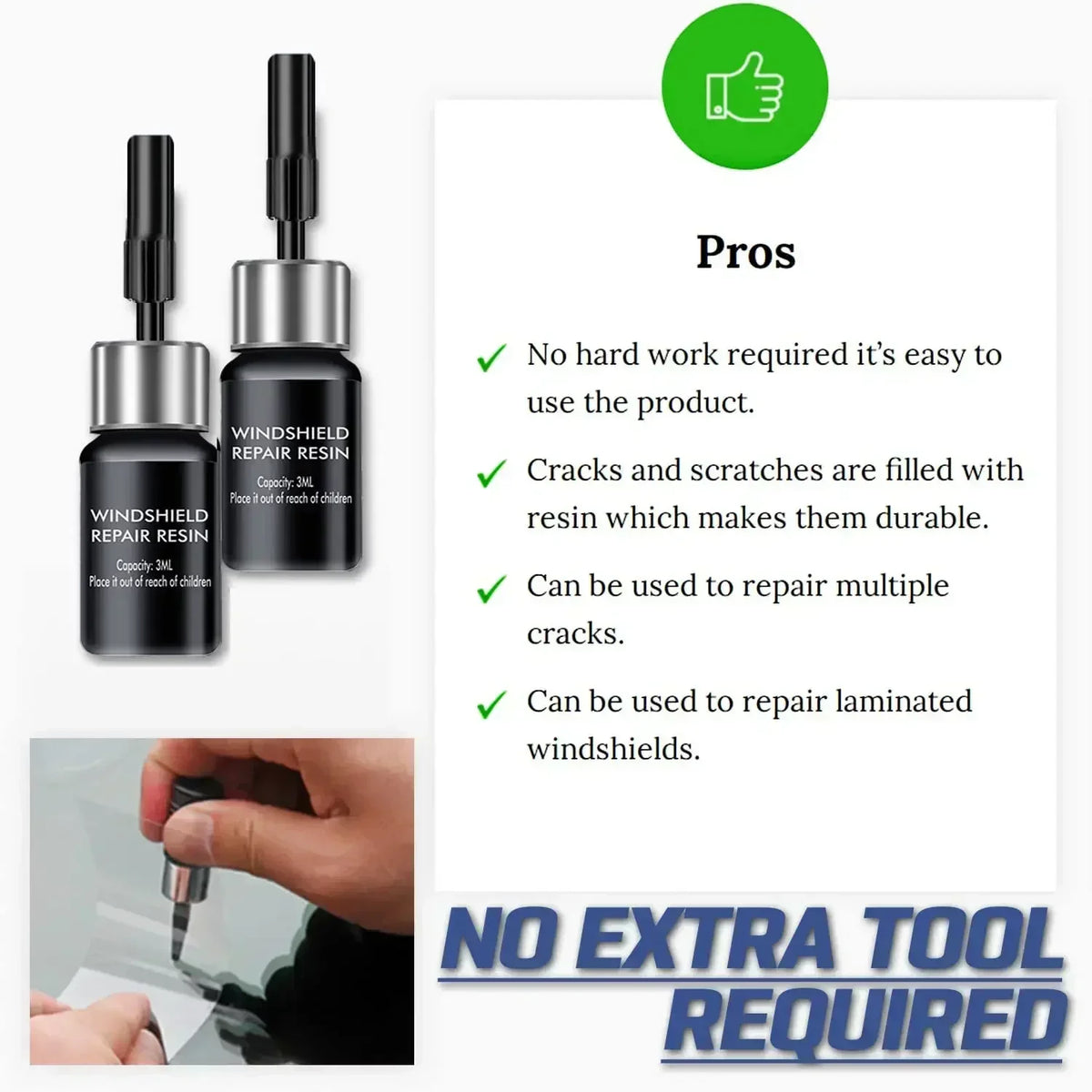 Windshield Repair Kit with Nano Resin Filler