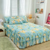 Floral Bed Skirt Set with Anti-Slip Mattress Cover