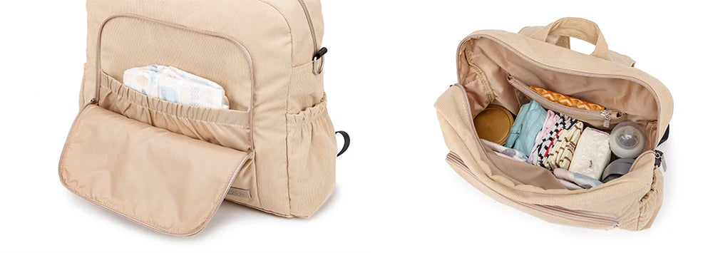 Soft Corduroy Diaper Backpack with Large Capacity