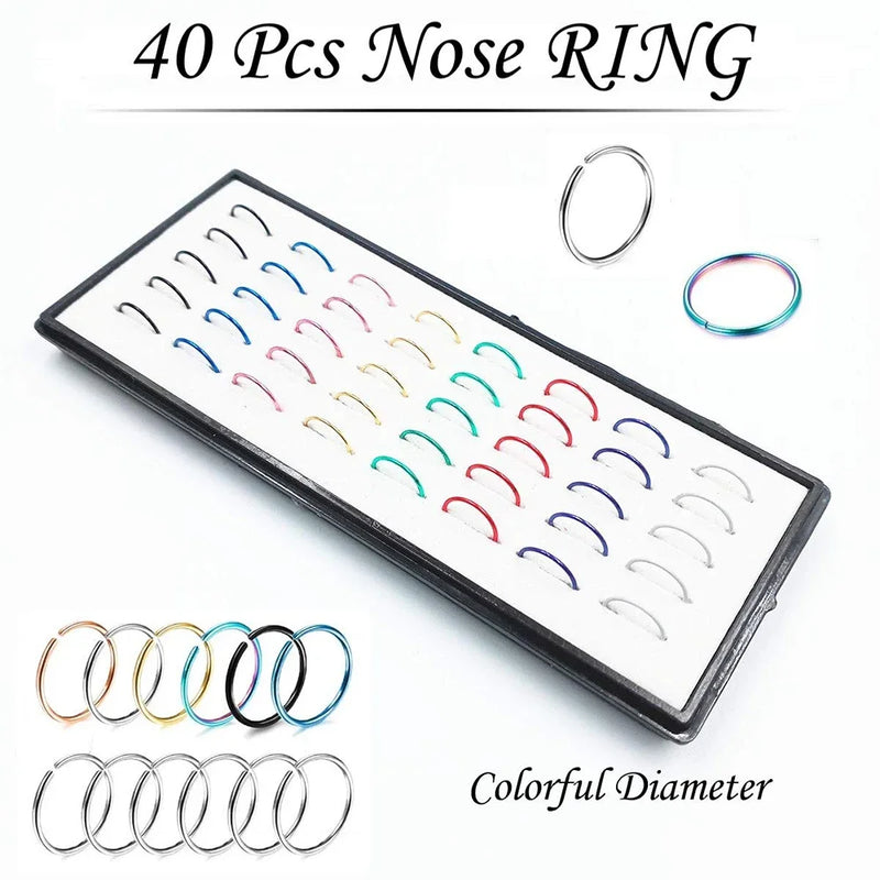 Stainless Steel Nose Studs with Crystal Accents