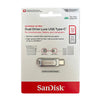 SanDisk Ultra Dual Drive Luxe USB Type-C and Type-A flash drive packaged in a white cardboard sleeve.