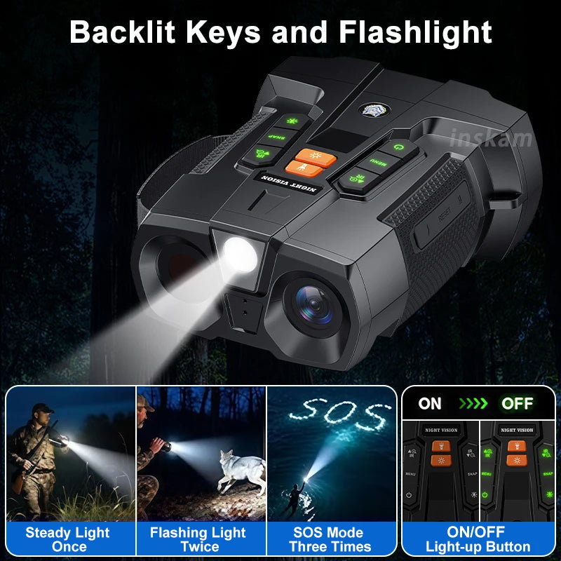 4K Night Vision Binoculars with 4.5" HD Screen and 800m Range