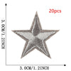 A set of 20 star-shaped embroidery patches with gray and beige tones, measuring 3cm or 1.2 inches across.