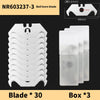Set of 3 white bull horn blades and storage boxes for utility work