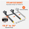 Adjustable metal clamp-on pallet forks shown in various angles and sizes for heavy duty lifting