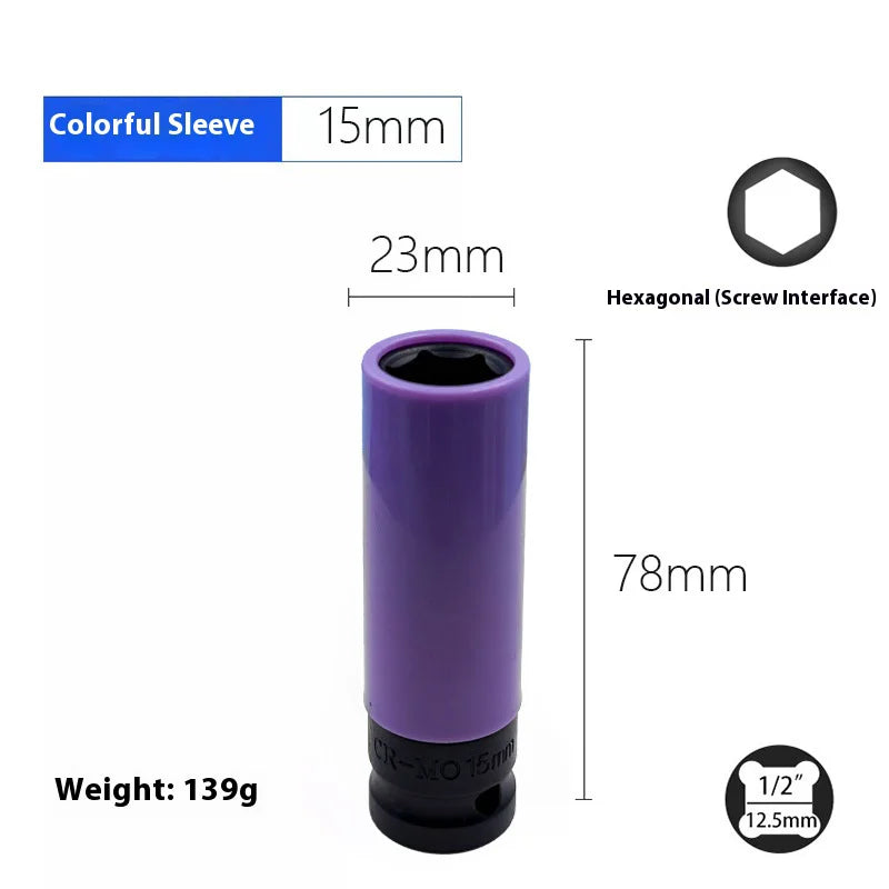 Impact Wrench Socket Set with Protective Sleeves (15-22mm)