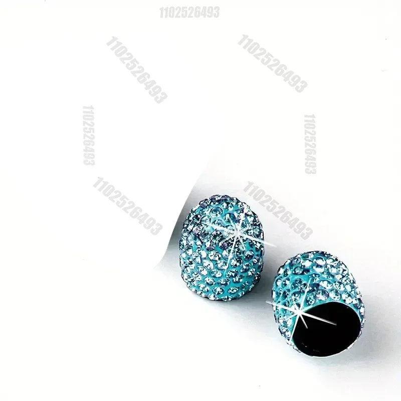 Set glitzernder blauer Kristall-Diamant-Reifventildeckel