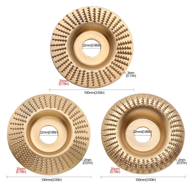 3-Piece Wood Carving Disc Set for Angle Grinders
