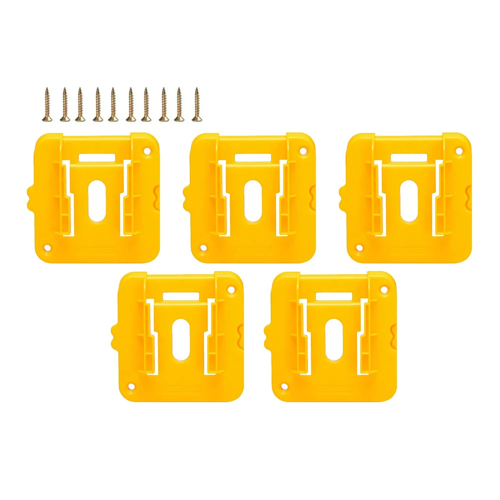 Set of yellow wall mount battery holders and screws for Dewalt 20V DCB200 & DCB203 batteries