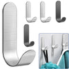Various angles of a heavy-duty stainless steel self-adhesive wall hook in silver finish.