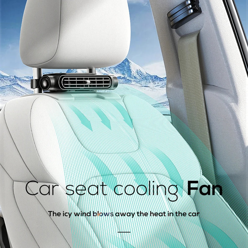 Portable Car Headrest Fan with 3-Speed Cooling