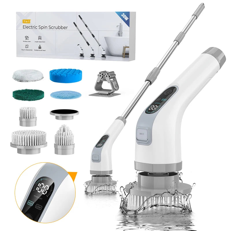 Cordless Electric Spin Scrubber with Extendable Handle