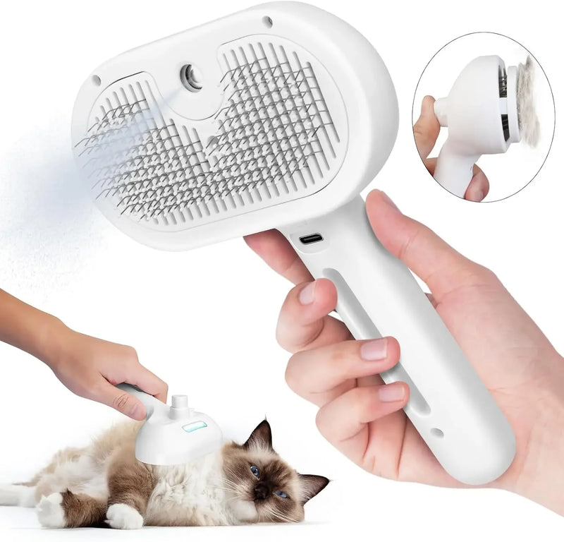 Brosse de toilettage rechargeable avec brumisation pour chiens et chats