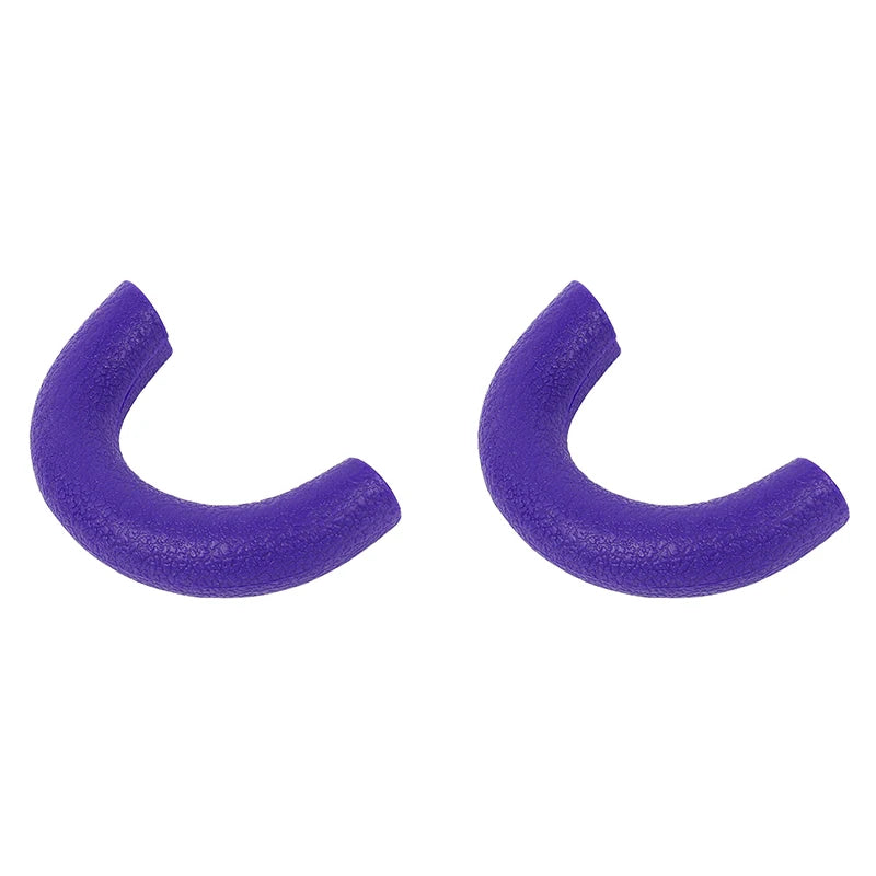 A pair of purple TPE front bumper tow hook covers for a Ford F-150.