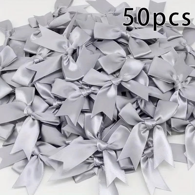 Satin Bowknot Ribbon Bows for Gift Wrapping and DIY Crafts (Pack of 50)