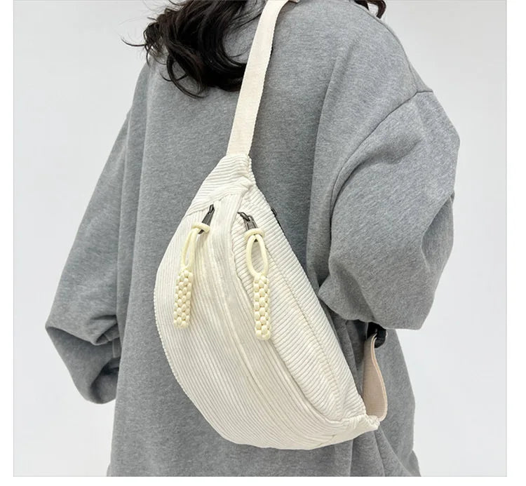 Corduroy Waist Pack for Women – Versatile Crossbody & Shoulder Bag