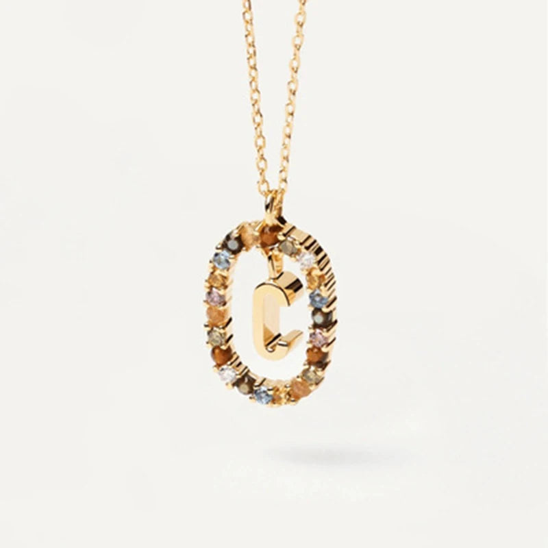 925 Sterling Silver Initial Letter Pendant Necklace