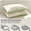 A set of pillowcases featuring an envelope closure design with a floral tea art print in cream and sage green.