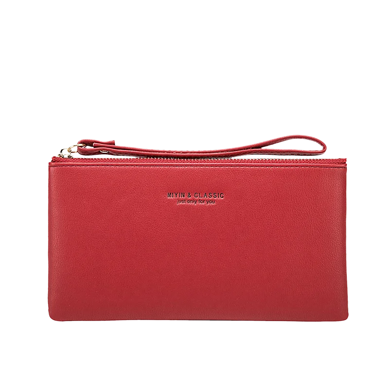 Slim PU Leather Zip-Around Wallet with Card and Phone Pockets