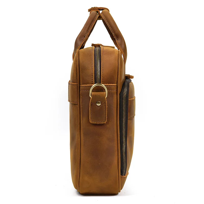 Vintage Genuine Leather Executive Laptop Briefcase