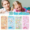 A collection of 3D fun stickers featuring cute cartoon animals and a ghost rabbit on clear sheets.