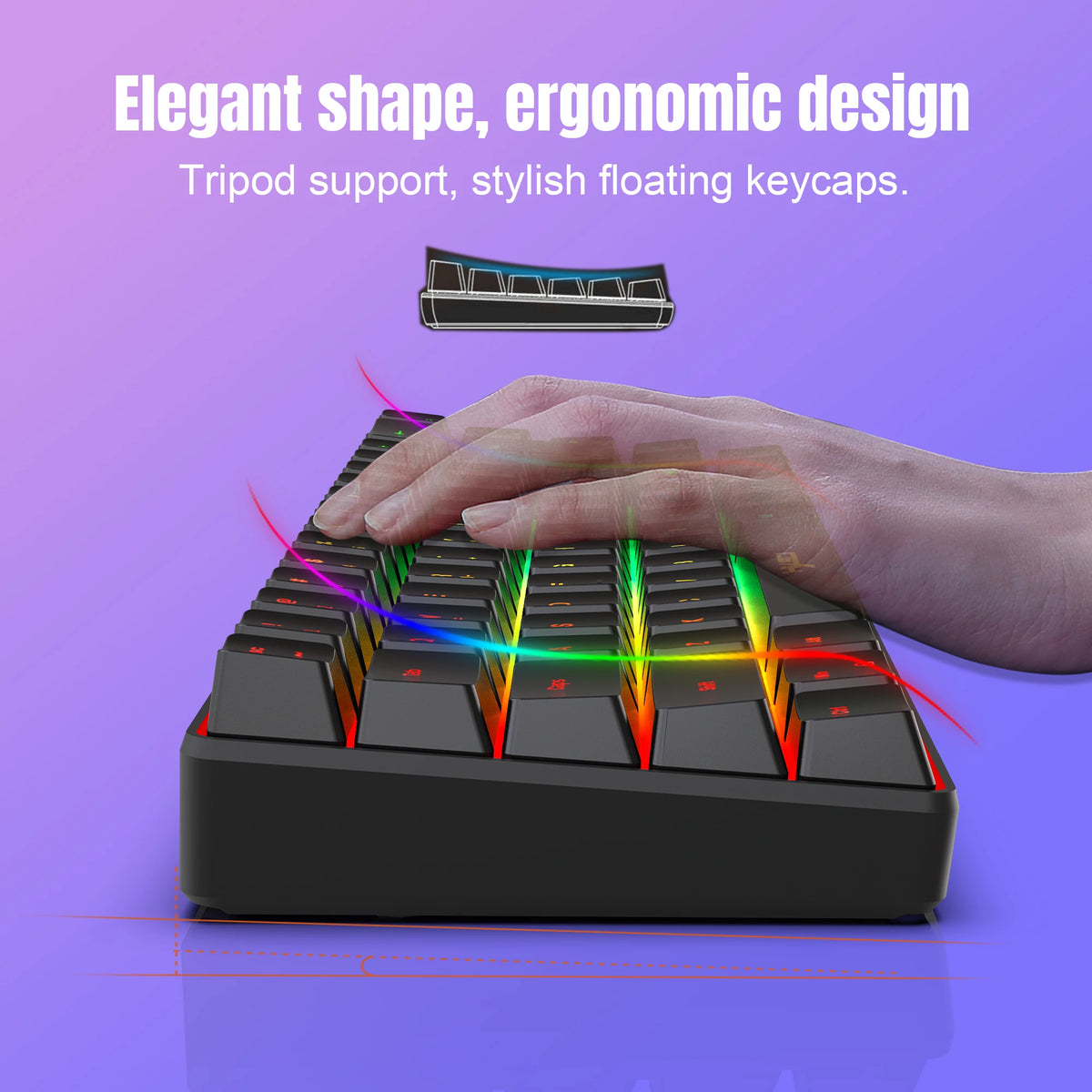 Compact 68-Key RGB Gaming Keyboard with USB Wired Connection