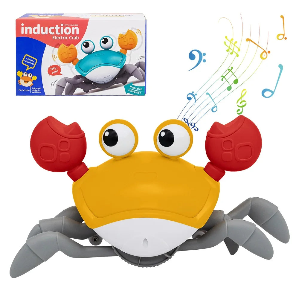 Interactive Musical Crawling Crab Toy with Obstacle Avoidance