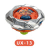 Metal spinning top battle toy with launcher in silver and orange colors