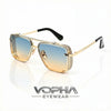 Quadratische Aviator-Sonnenbrille mit abnehmbarem Metallgitter-Schild