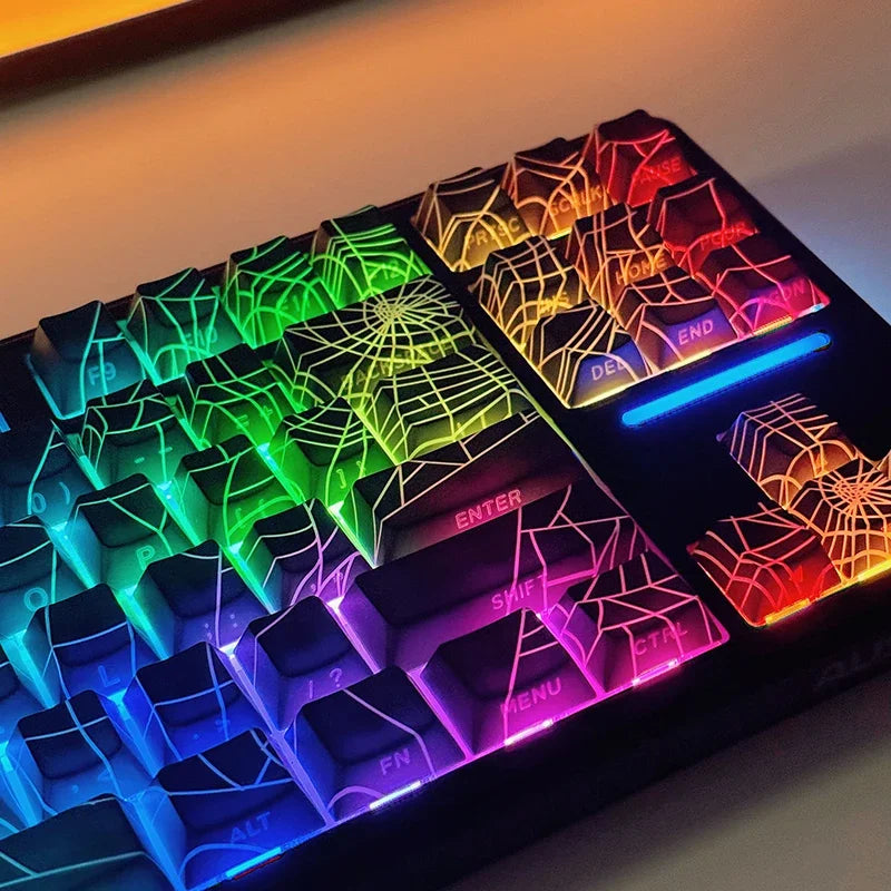 Black Spider Side-Printed Translucent Keycaps for Mechanical Keyboards