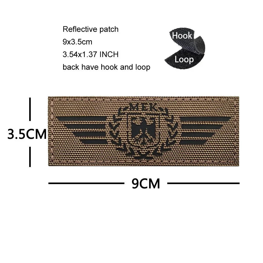 Luminous Reflective German Eagle Patch with Hook-and-Loop Backing